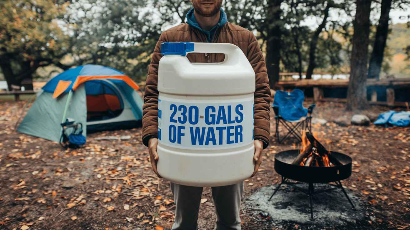 how long should 230gals of water last camping