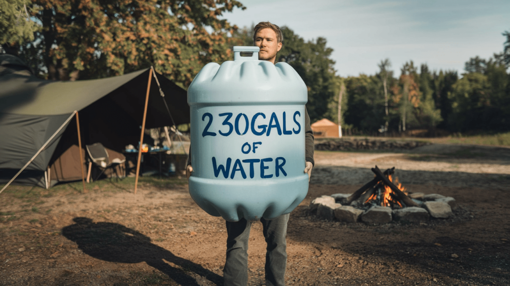 how long should 230gals of water last camping