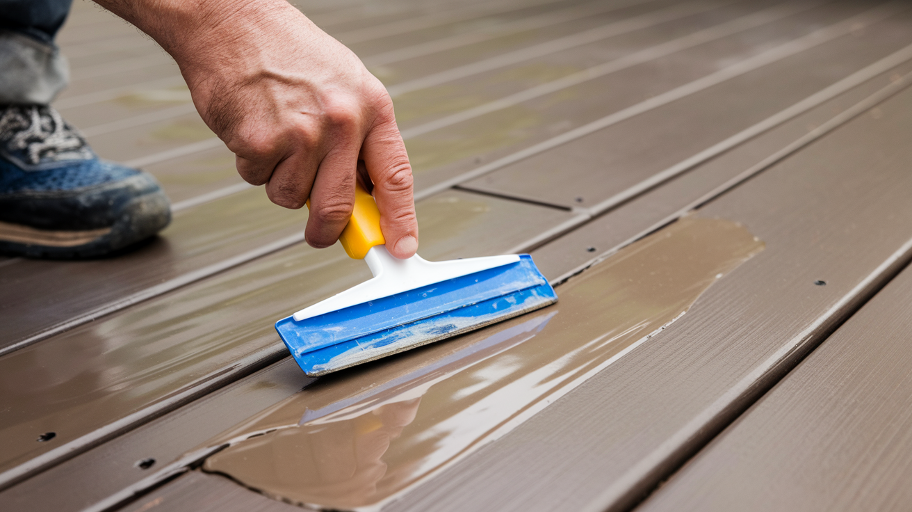 squeegee on deck wood filler